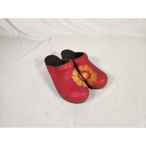 NWOB Sanita Womens Danish Clog Pink W Flower Boho Comfort Walking Eur:39 US:8.5